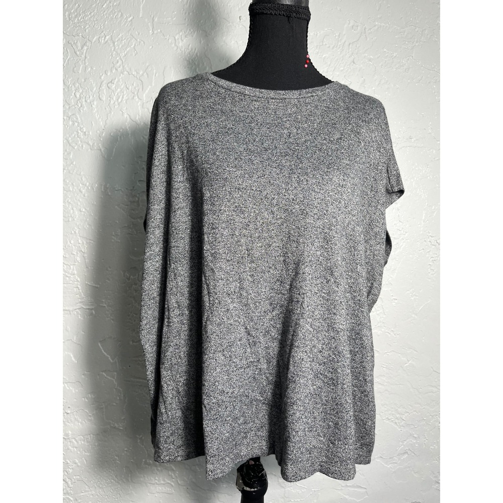 Eileen Fisher L Gray Organic Cotton Hemp Oversized Boxy Tunic Top